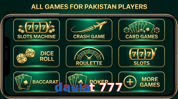 Main screen of Daulat 777 games page for PK players