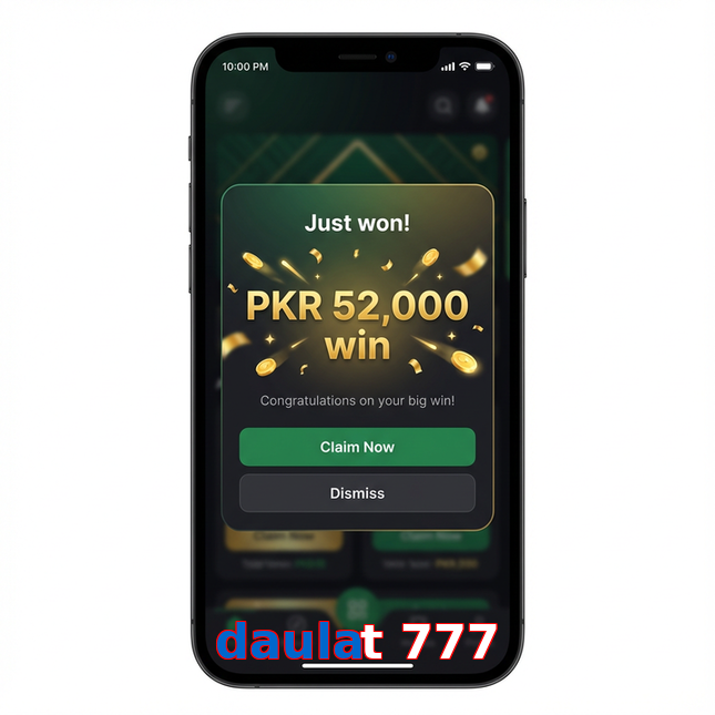 Main screen of Daulat 777 win page for PK players